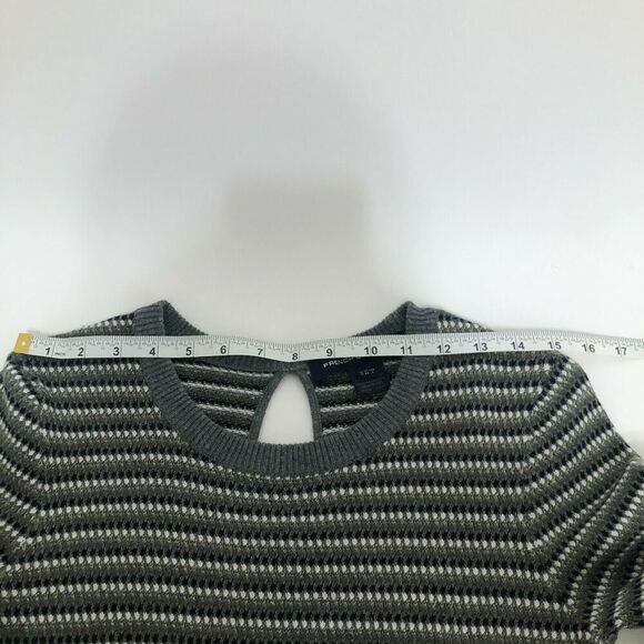 French Connection Gray Blue Gold Black Striped Knit Sweater Dress Women's Size 6 - Picture 7 of 12
